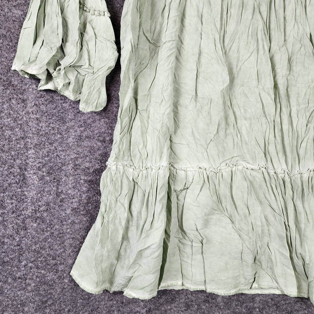 Umgee Tunic Top Womens S Sage Green Boho Ruffle Bell Sleeve Tiered EUC - Picture 5 of 7